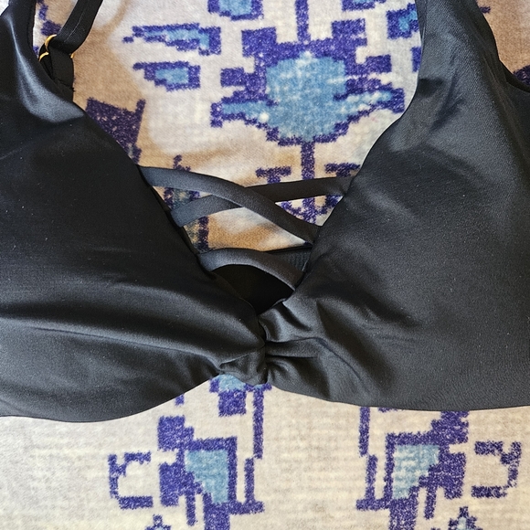 NWT Black 2 Piece Bikini Size L Sandy Beach Swimwear Vacation Travel Pool - Picture 5 of 10